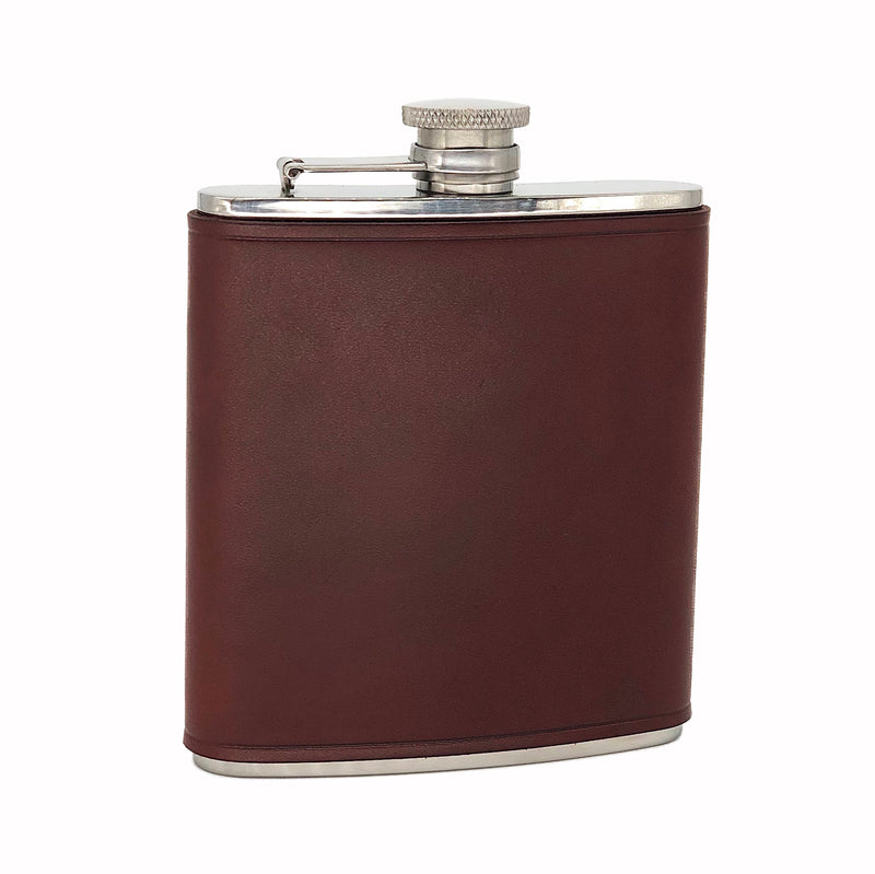 Leather wrapped hip flask