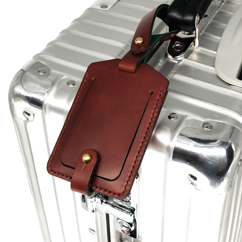 Luxury leather luggage tag