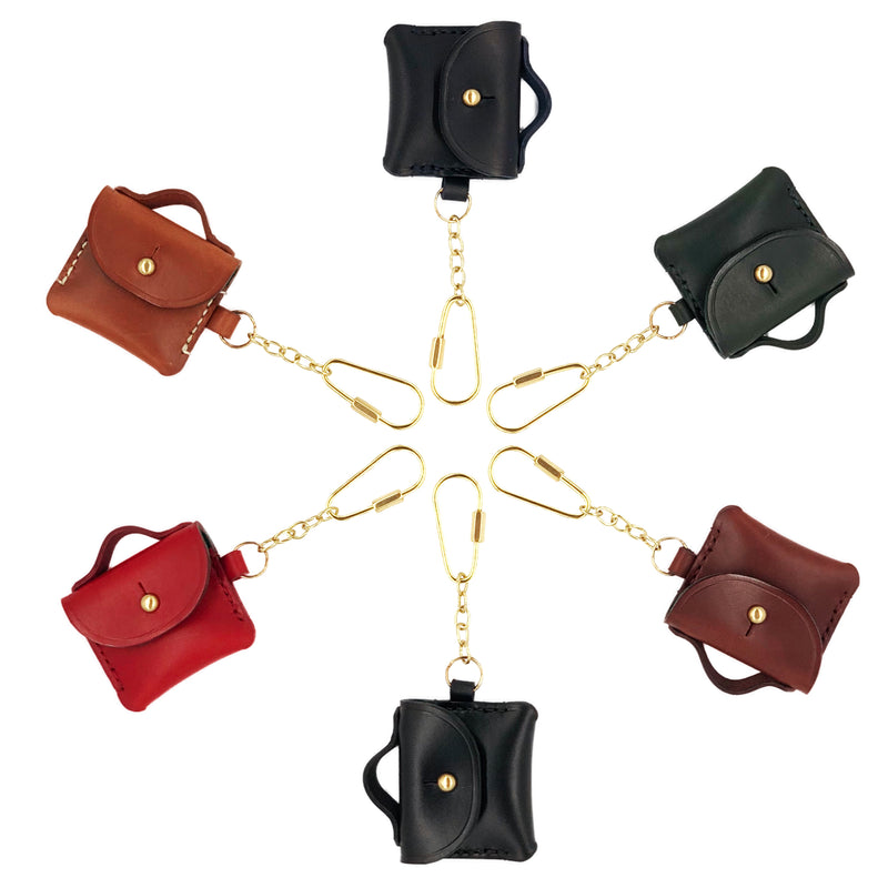 Miniature leather handbag keyring 