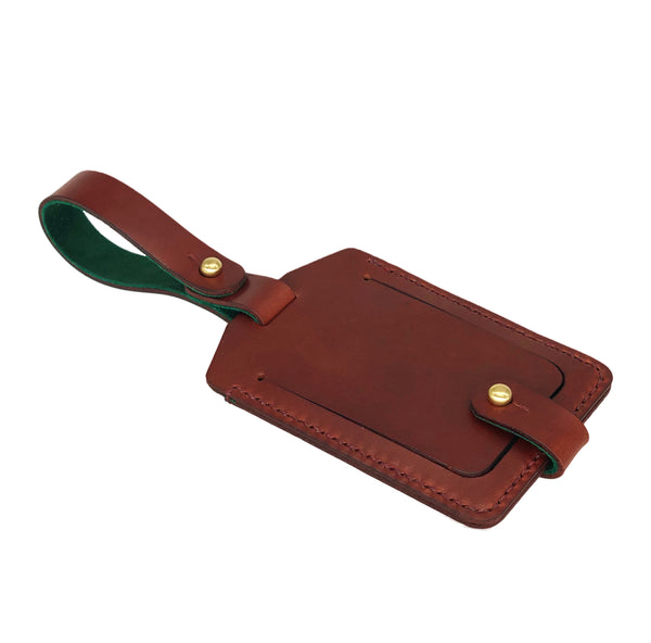 Monogrammed leather luggage tag