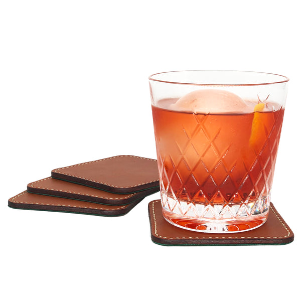 Square leather cocktail coasters 
